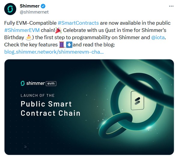 IOTA запустила смарт-контракты в сети ShimmerEVM | INFBusiness