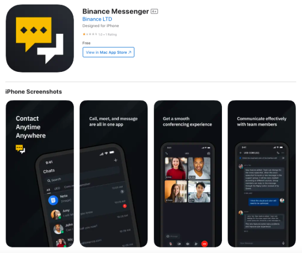 Пользователи нашли в App Store приложение мессенджера от Binance | INFBusiness