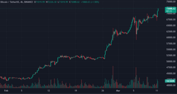 Цена биткоина поднималась до $72 000 | INFBusiness