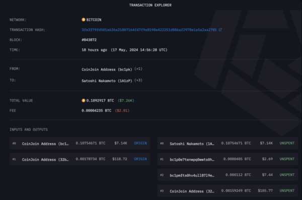 Неизвестный ошибочно отправил $7 000 в BTC на адрес Сатоши Накамото | INFBusiness