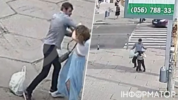 У Дніпрі неадекватний чоловік нападав на жінок та гамселив їх просто посеред вулиці - відео | INFBusiness