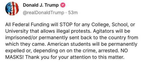 Трамп заборонив студентські мітинги та погрожував депортацією та в'язницею | INFBusiness