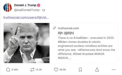 Трамп опублікував у соціальних мережах інформацію про страту Байдена ще у 2020 році. | INFBusiness