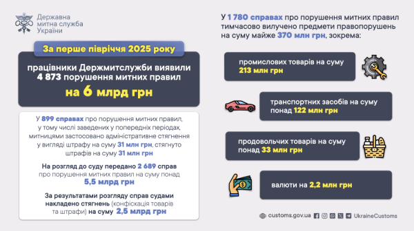 Митники виявили порушення на суму 6 мільярдів гривень за шість місяців | INFBusiness