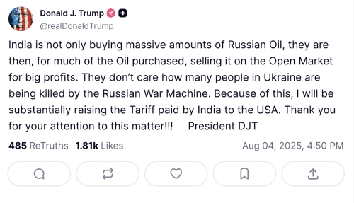 «Їм байдуже, скільки людей гине в Україні», – Трамп шокований риторикою про Індію | INFBusiness