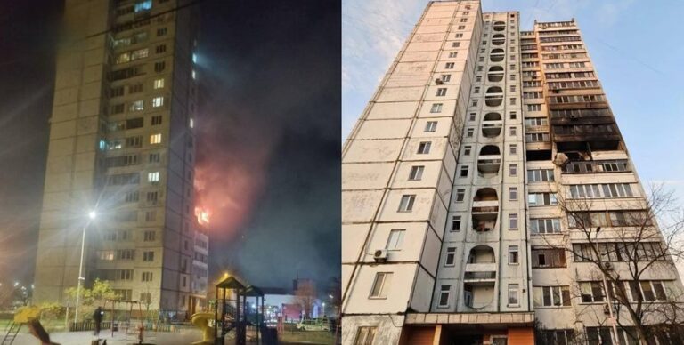 Київ: Будівля ліквідаторів аварії на ЧАЕС знищена дроном; вдова рятувальника серйозно поранена.