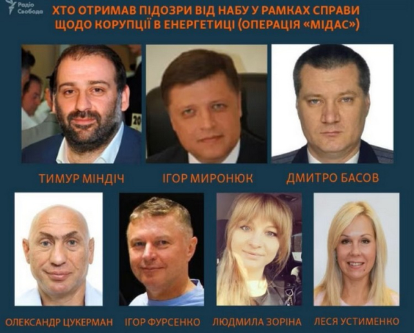 Фігуранти операції «Мідас». Фото «Схеми» (Радіо Свобода) Маврикійські вілли, $100 млн і «Манхеттен»: імена учасників «записів Міндіча» озвучено в суді | INFBusiness