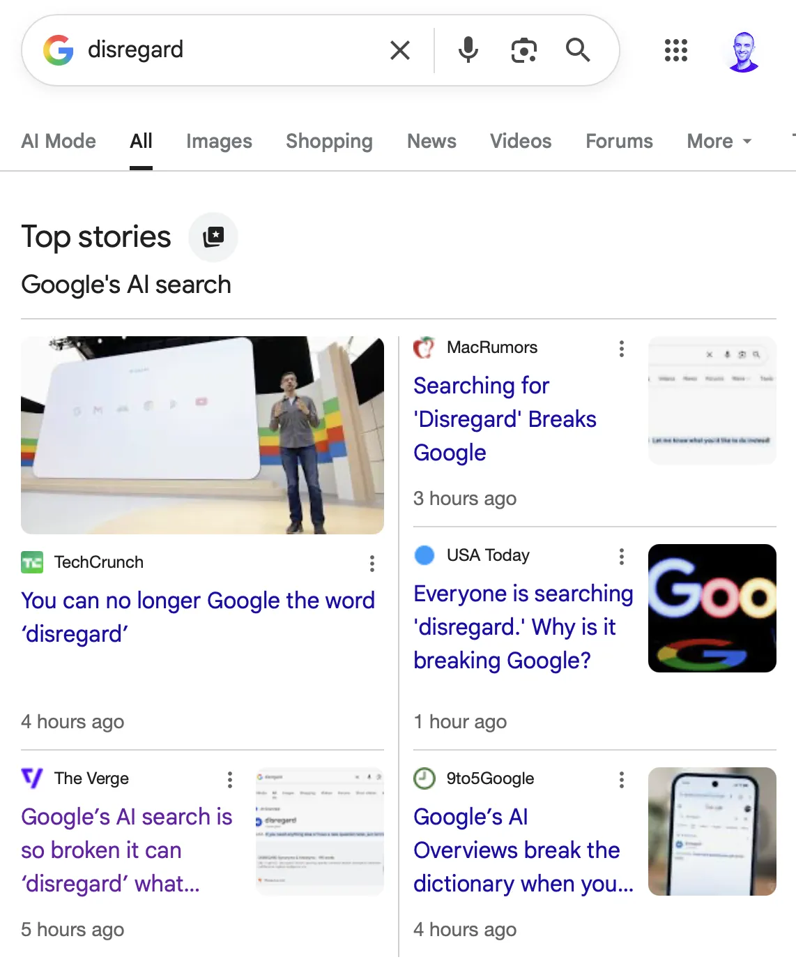 1. Штучний інтелект Google настільки зламаний, що може "знехтувати" тим, що ви шукаєте
2. ШТУЧНИЙ ІНТЕЛЕКТ GOOGLE ЗЛАМАНО: Прорив у технологіях майбутнього? Алгоритм ігнорує ваші запити! 2