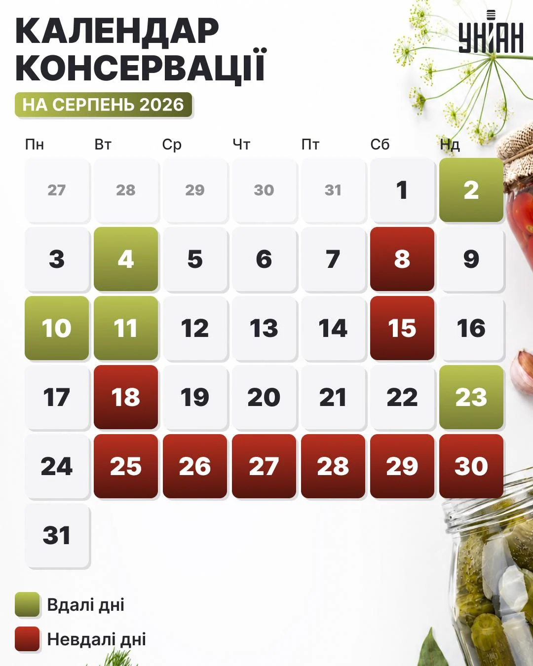Всього 5 сприятливих днів для заготовок: календар консервації на серпень 2026 2