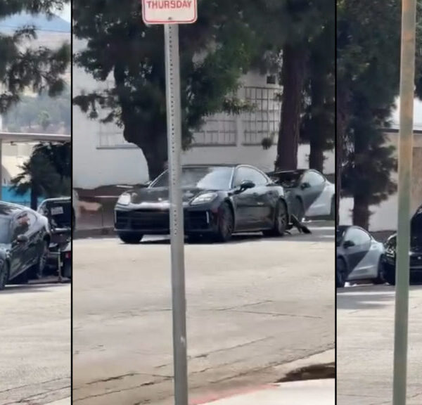 Porsche Panamera, керована майстерно, залишає евакуатор далеко позаду, здіймаючи вихор уламків