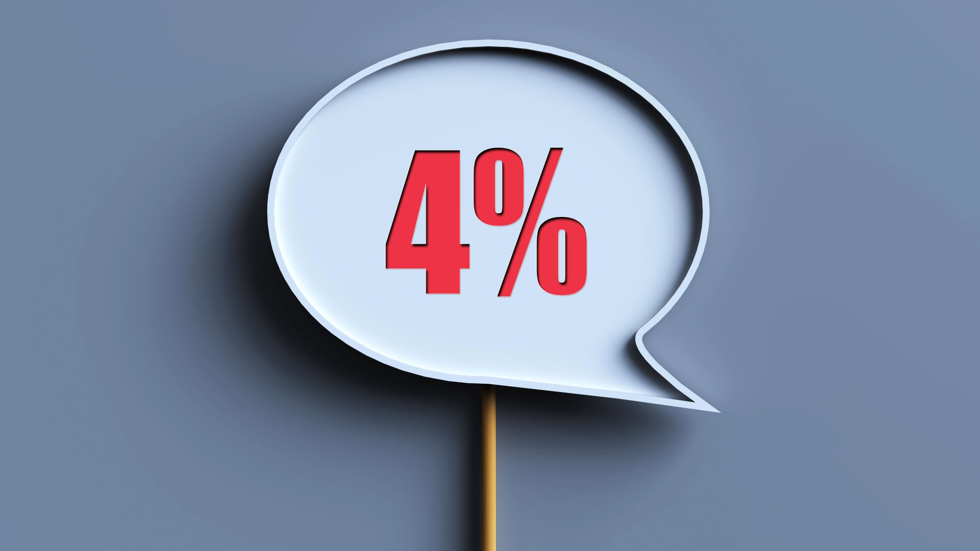 Знак у формі бульбашки мовлення з написом 4% червоним кольором