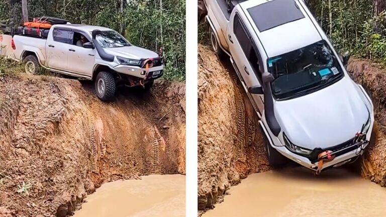 Toyota Hilux тягне кемпер майже вертикальним схилом 28